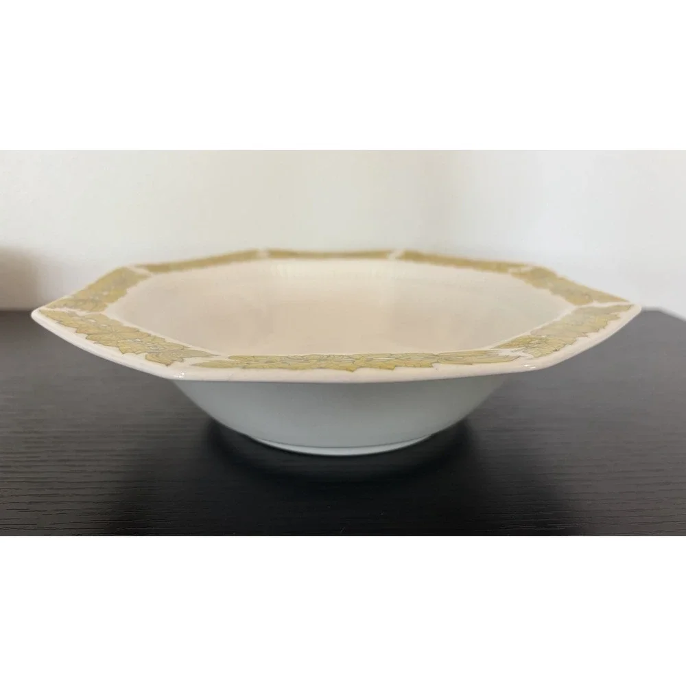 Vintage Yellow Bouquet Serving Bowl Ironstone Made In Japan Octagon 9